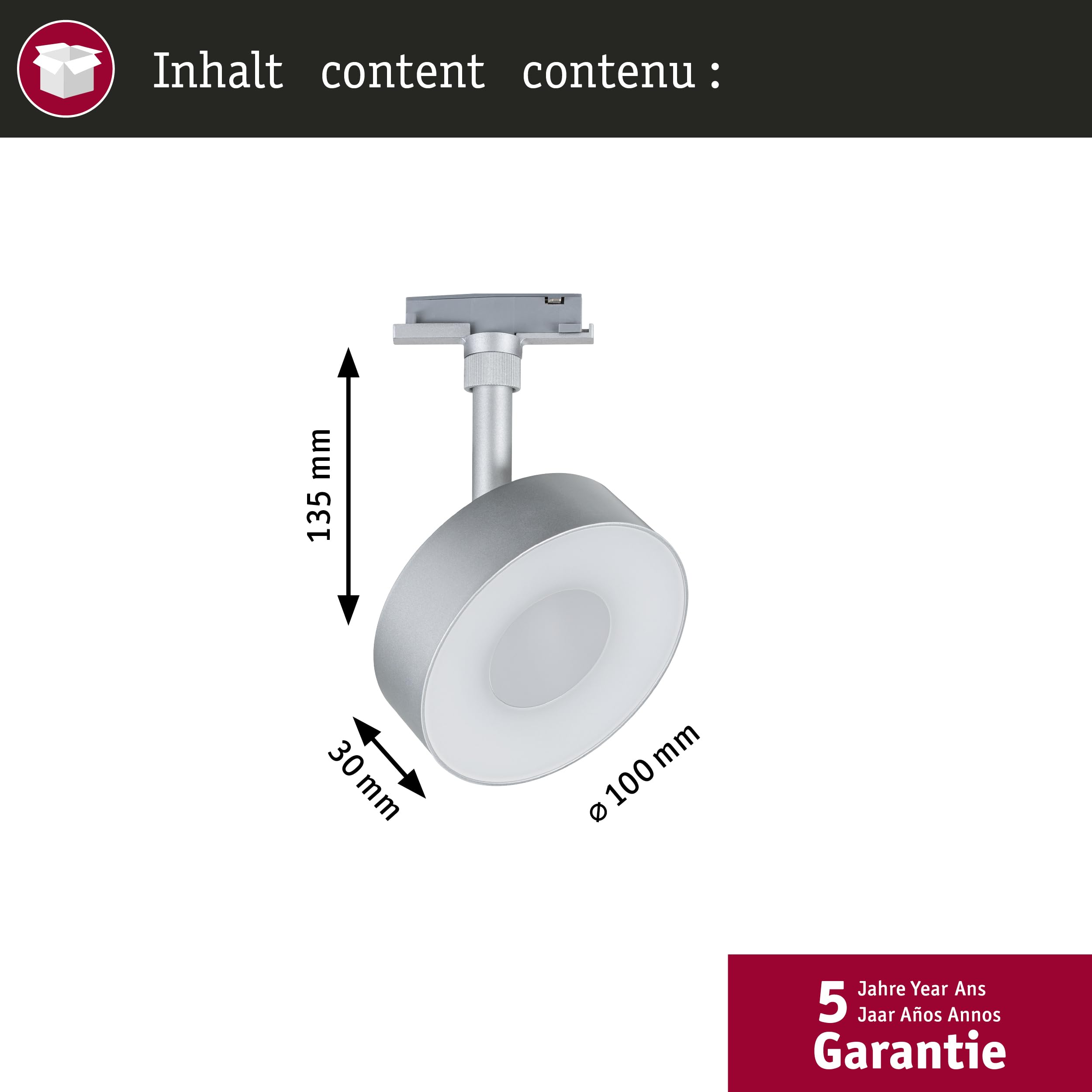 Paulmann URail Schienenspot Circle 220lm 5W 2700-4000K dimmbar 230V Chrom matt 93152