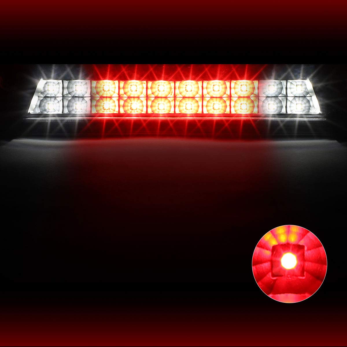 PM PERFORMOTOR LED 3rd Third Brake Light Cargo Light High Mount Stop Light Compatible with Chevy Silverado 14-20,Black/Clear