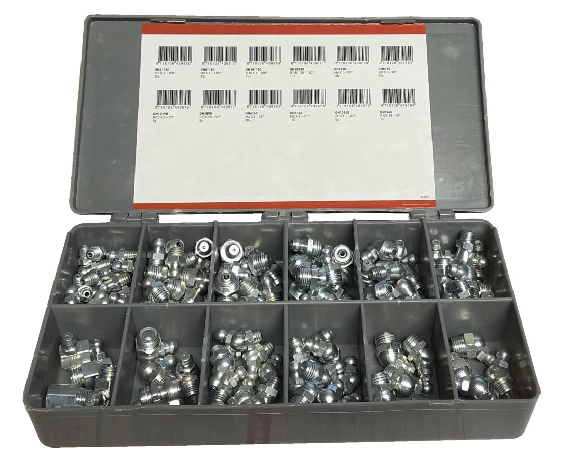 Assortiment de 140 graisseurs Kramp métriques M6 M10 et pouces pour mécanique