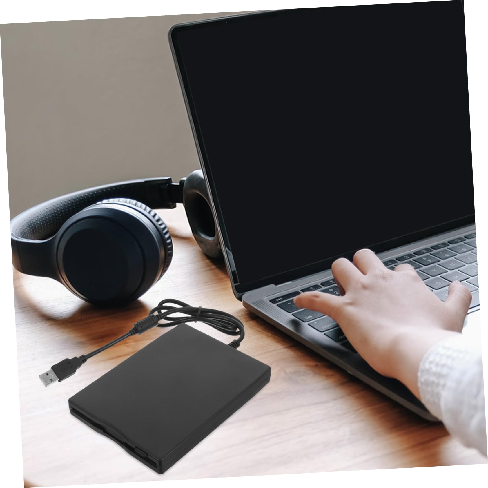 Lecteur De Disquettes Externe USB 3,5 Pouces pour Ordinateur Portable, Adaptateur Plug-and-Play, Compact Et Portable, Compatible Pc Et Bureau, Transfert Rapide, Noir