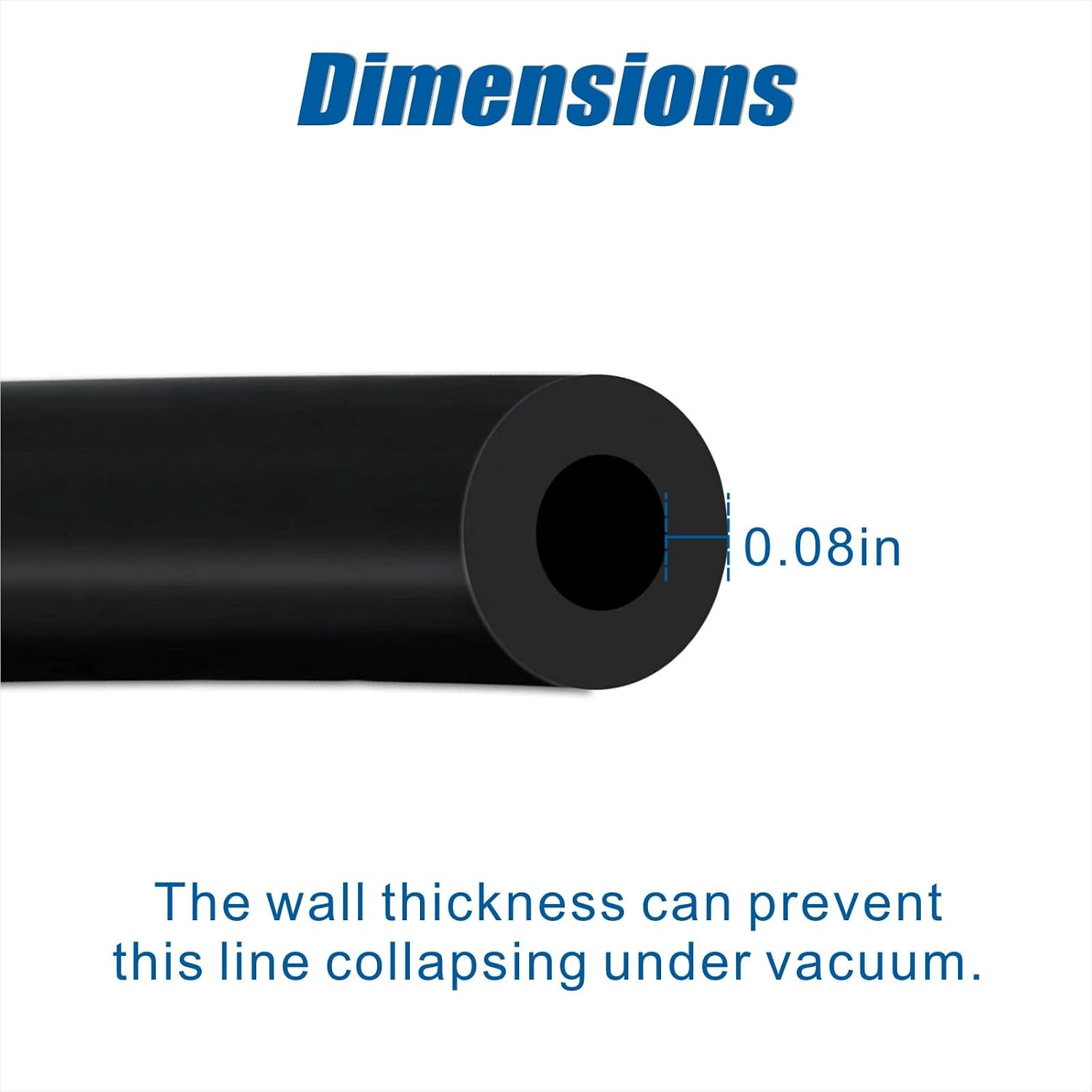 J&S Vacuum Hose Automotive, 5FT 5/32"(4mm) ID Vacuum Line, 130PSI Max Pressure Vacuum Lines Automotive, Silicone Vacuum Tubing Hose Line with 2pcs Free Clamps (Black)