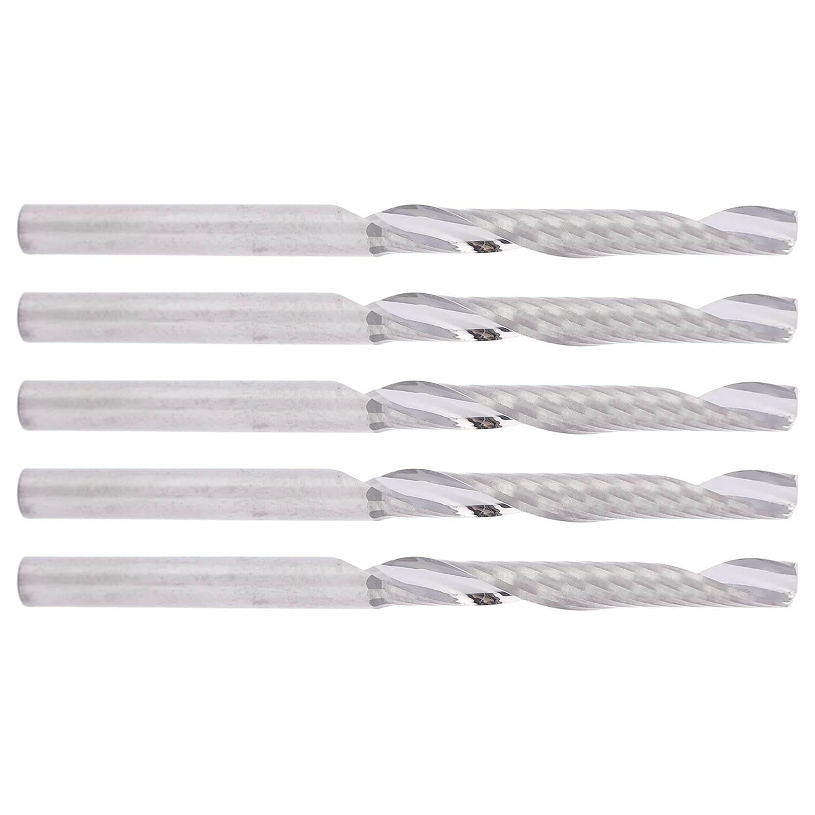 Pojedyncze młyny końcowe fletu 5 - pakiet | 3,175 mm Shank Tungsten stalowy noża | Wysoka twardość dla drewna / aluminium / plastiku | Polerowany lusterka, długość cięcia 25 mm
