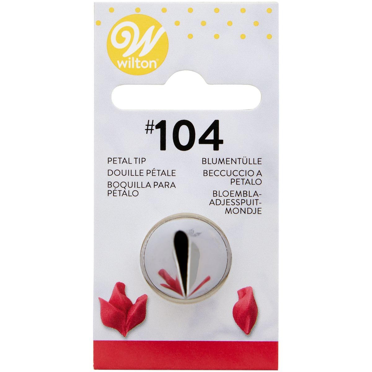 Wilton Piping Nozzle -104 RVS for Piping Bags - Cake Decoration Tools DIY Baking Accessories Pastry Cakes Muffins Churros Reusable Dishwasher Safe - -104 Petal Carded