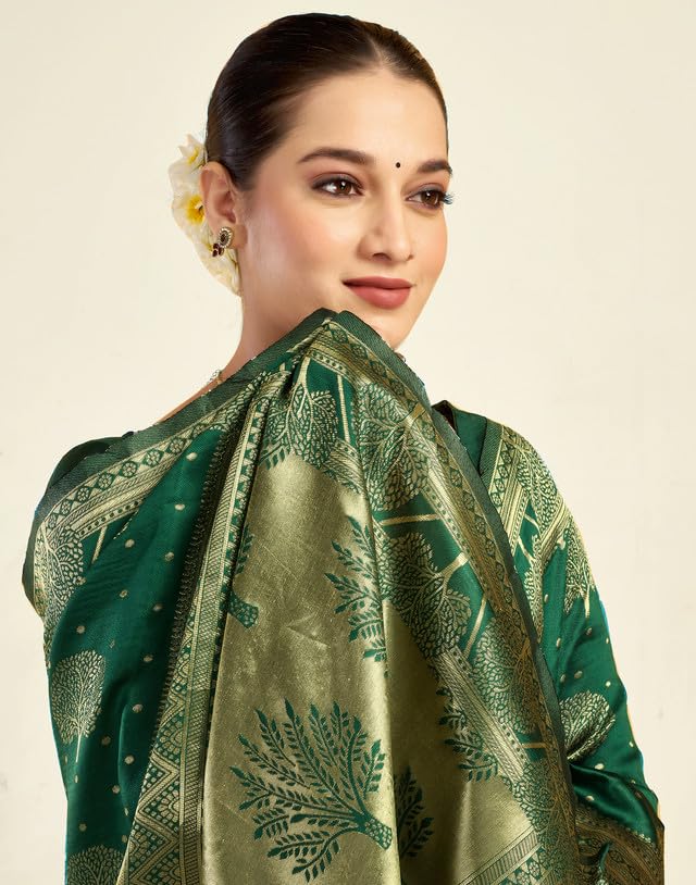 Image of SIRIL Women's Banarasi Silk Saree | Kanjivaram Silk Saree With Unstitched Blouse Piece