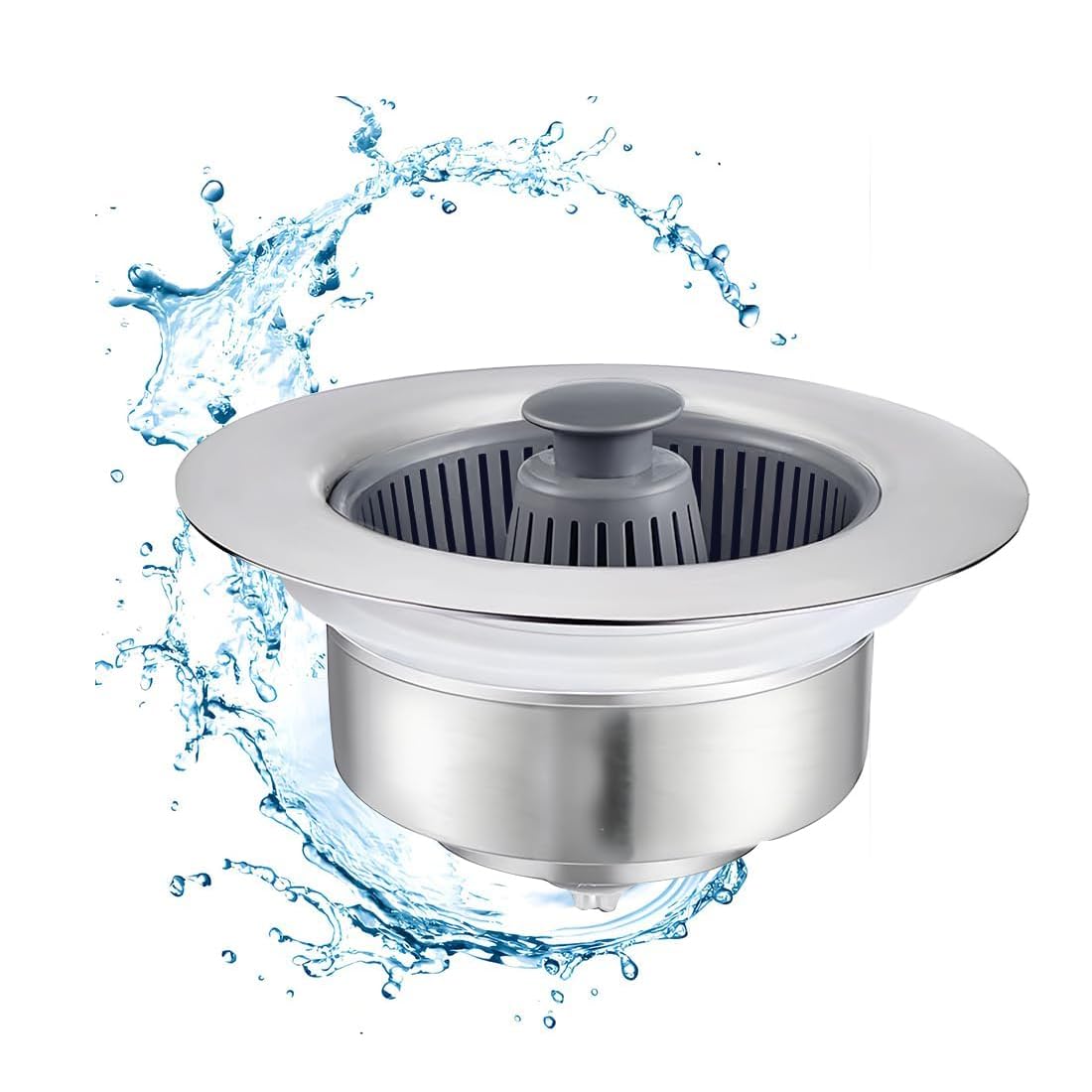 Set di Tappo per Lavello Cucina, Tappi di Scarico con Cestino Anti-Intasamento Filtro Lavello for Standard Drains, Universale 3-in-1 Guscio in acciaio inossidabile, Facile installazione