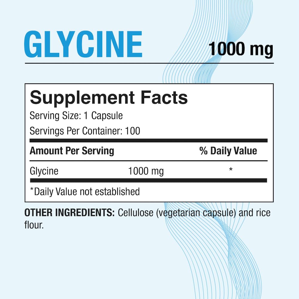 Puregen Labs Glycine 1000mg High Potency, 100 Vegetarian Capsules — Amazon image 2