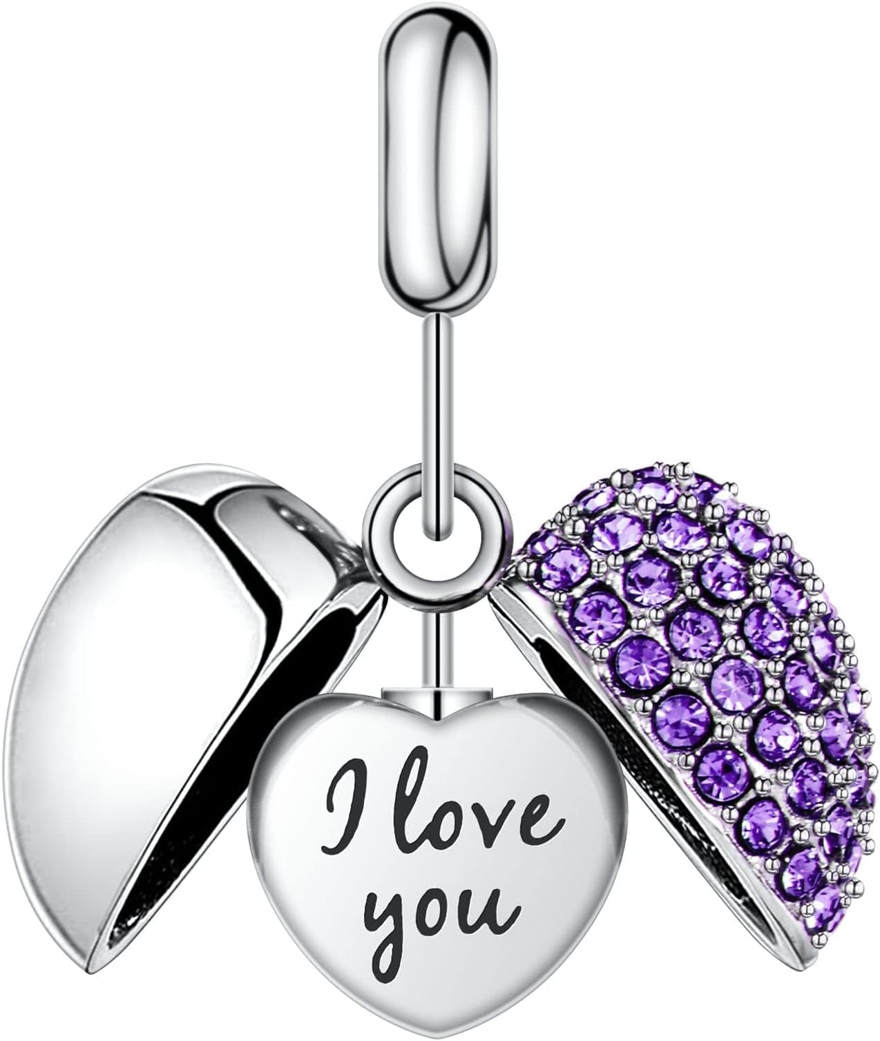 – Women's Bead Charm, Sterling Silver Heart Charm, 925 Sterling Silver Dangle Pendants Beads Charms Jewelry Gift for Women Girls