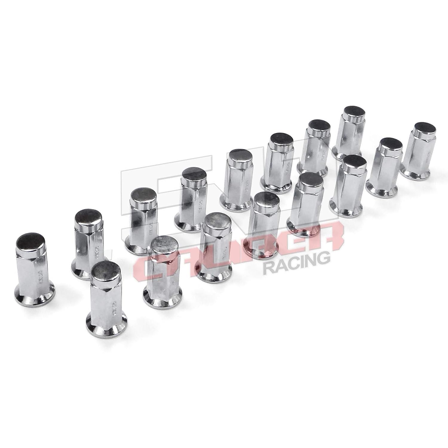 50 Caliber Racing Chrome Flat Lug Nuts - Set of 16-12 x 1.25mm Bolt Pattern, 17mm Hex, Chrome Finish, Compatible with Kawasaki Mule Teryx [5298A1]