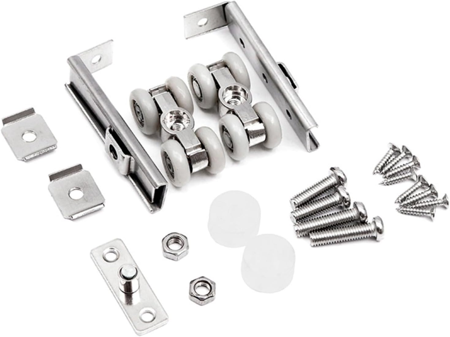 Rodillos de puerta corredera en color blanco con par de ruedas de polea de metal