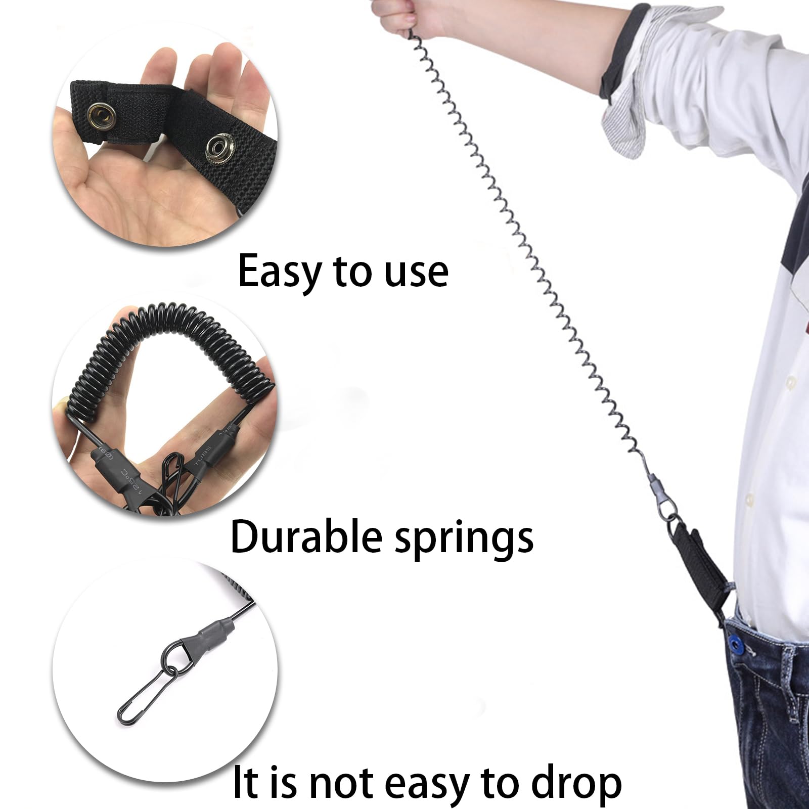 BringLucky 2Pcs Quick Rebound Secure Spring Lanyard Anti-Lost Spiral Spring Coil Keychain Elastic Spring Lanyard Tactical Coiled for Climbing Hiking Camping - Image 3