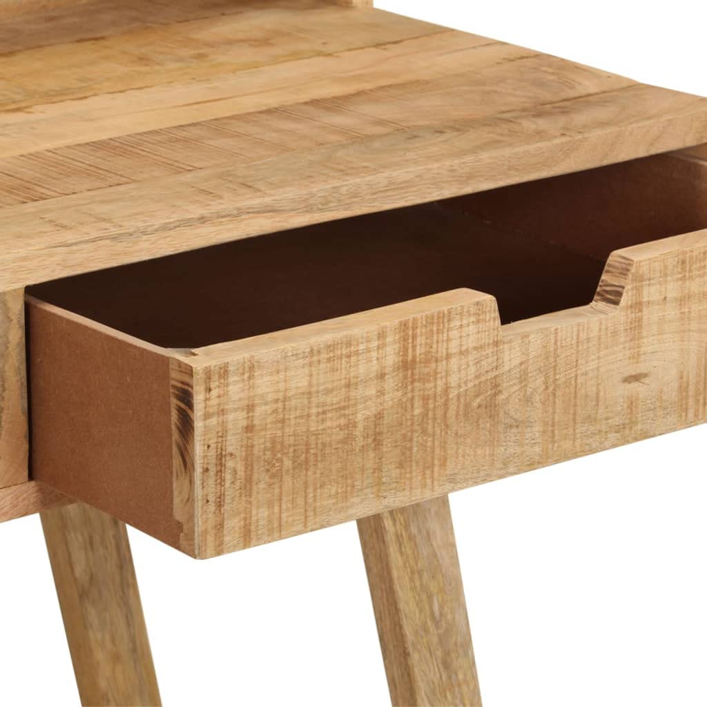 Schreibtisch aus unbehandeltem Mangoholz, massiv, 100 x 45 x 90 cm | 2 Schubladen, stabile Oberfläche, Vintage-Stil, Computertisch, Arbeitstisch, Studententisch