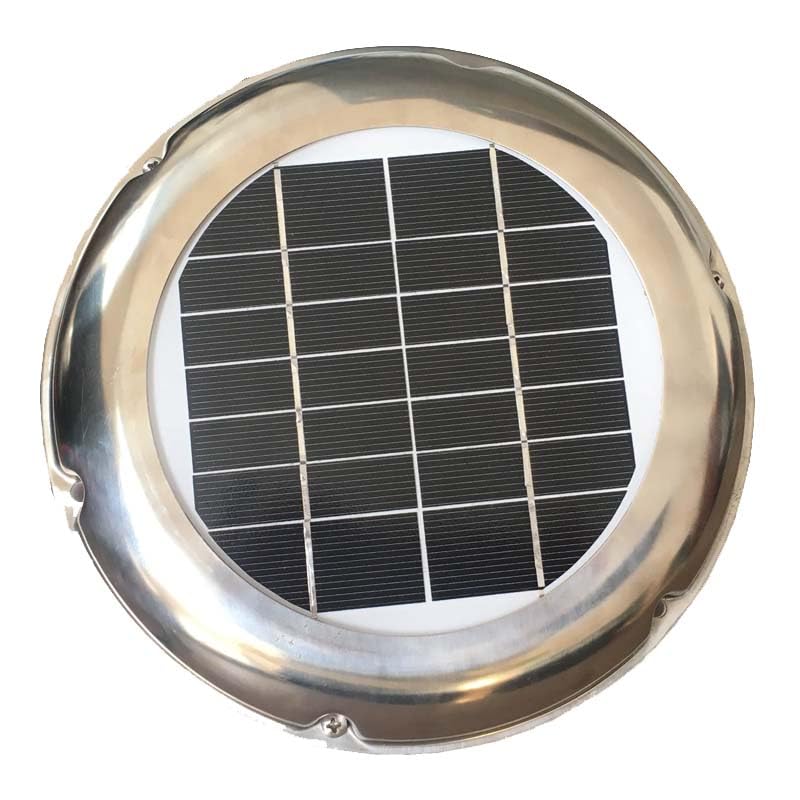 Ventilatore di scarico solare da tetto in acciaio inossidabile da 2,5 W, 60 CFM, impermeabile, for WC di camper, barche, container, serre