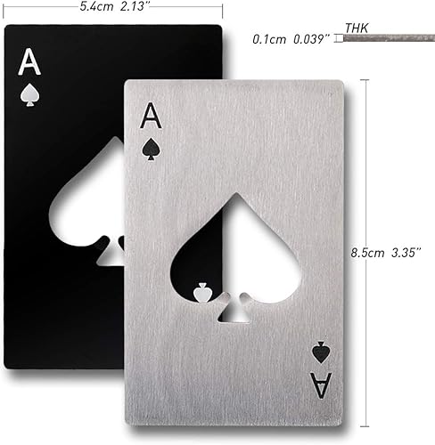 Miniatura 3 de Juego de abrebotellas de 6 piezas, diseño de póquer y palas de acero inoxidable, plateado y negro