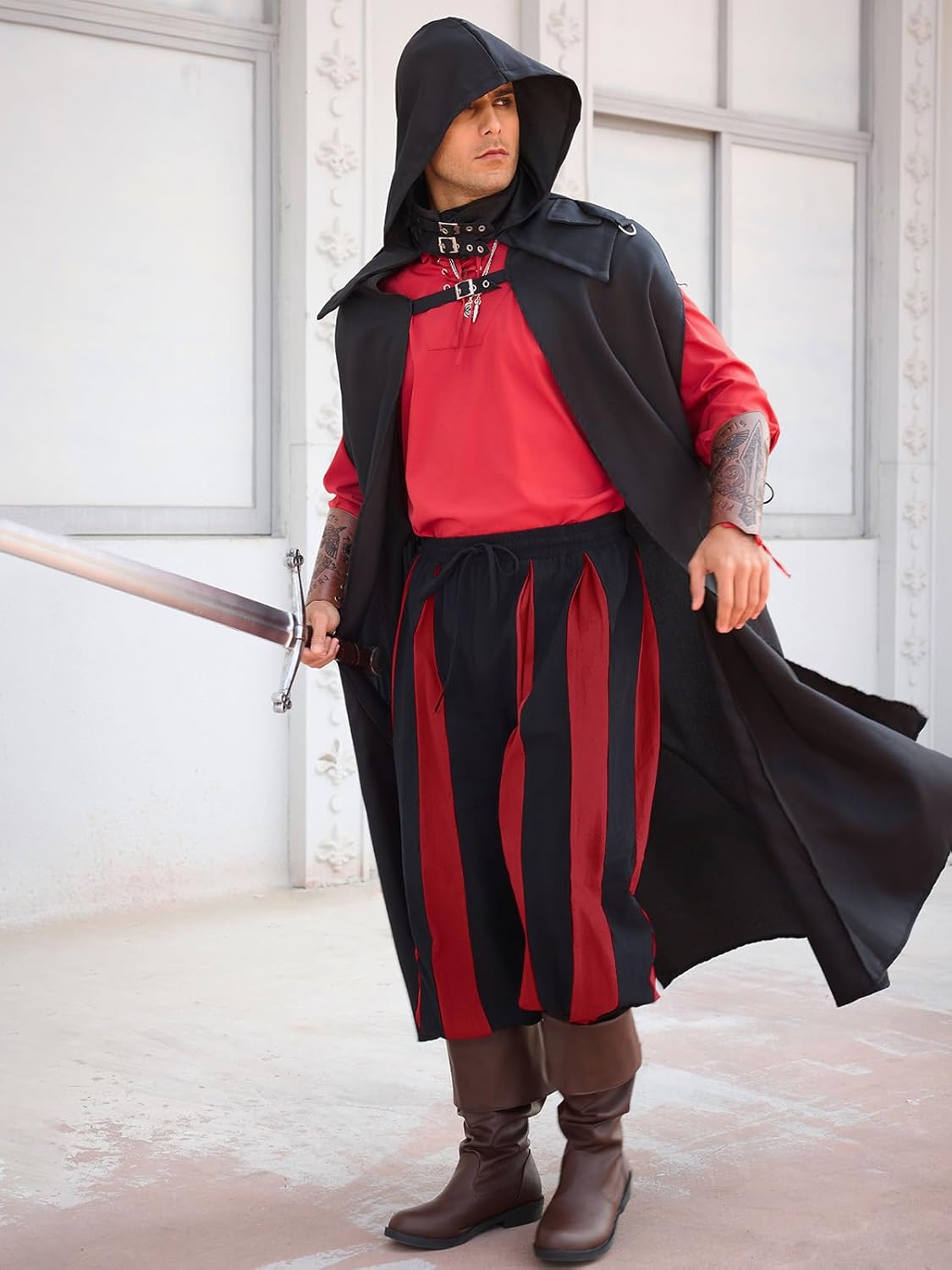 Runcati Mens Medieval Pirate Pants Renaissance Viking Navigator Colonial Cotton Halloween Costume Harem Pants - Image 4