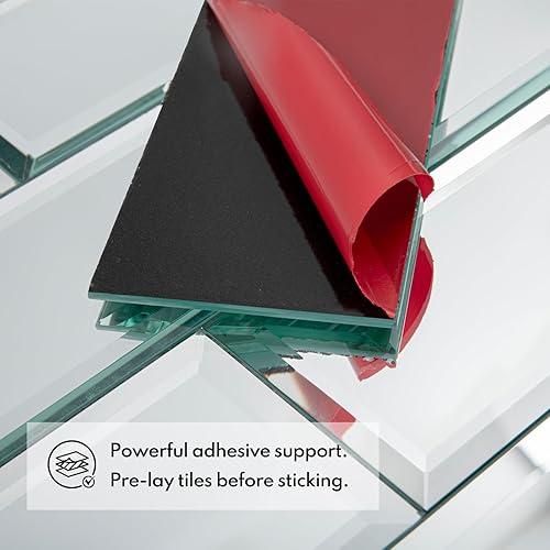 Vista 3 de Lovdeco Azulejo de espejo para despegar y pegar, espejo biselado de metro de 3 x 6 pulgadas para pared de cocina y baño