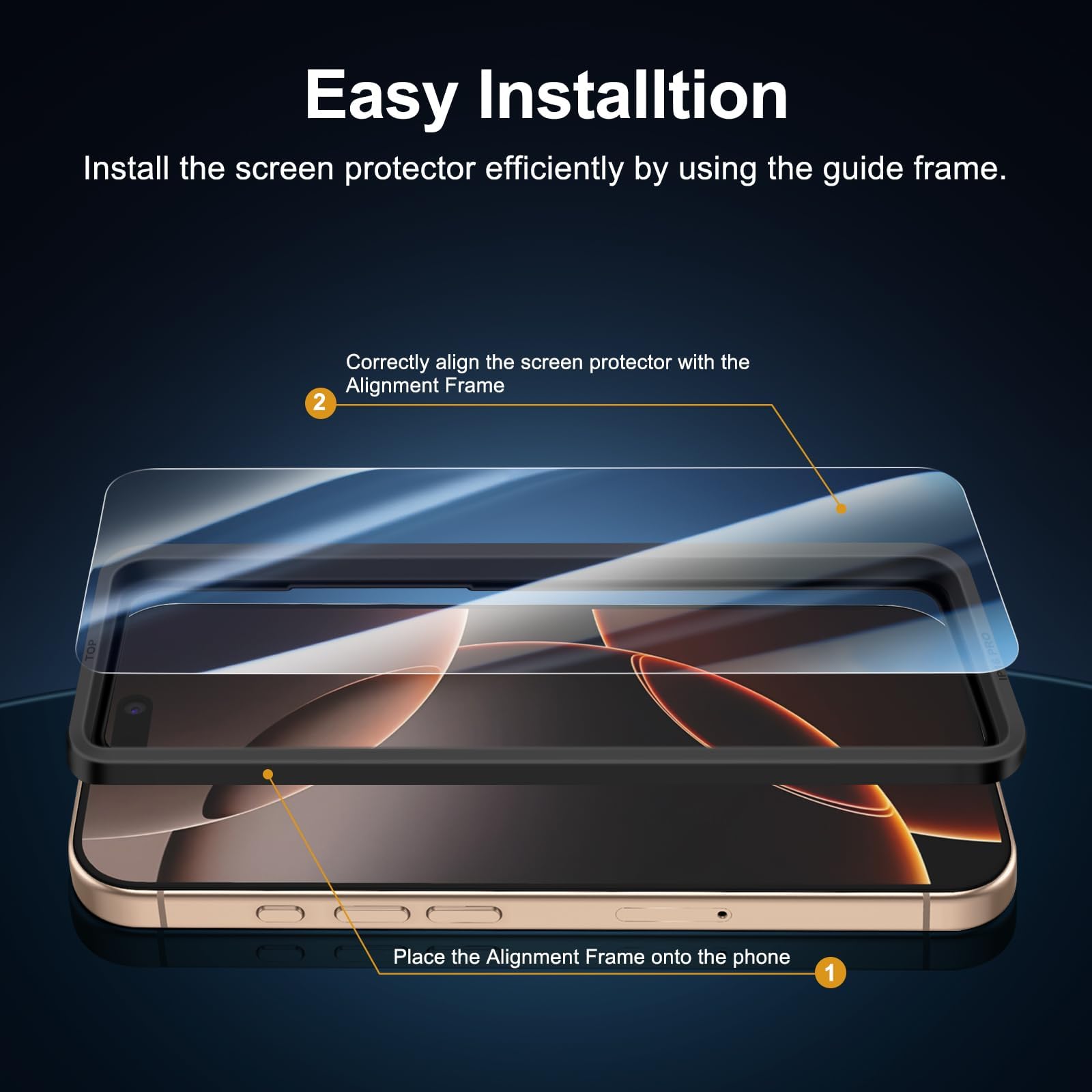 NEW'C 3 Sztuki, Ochraniacz Ekranu do iPhone 17, 17 Pro, iPhone 16 Pro (6,3 cala), Folia ochronna ze szkła hartowanego bez pęcherzyków powietrza - Zawiera narzędzie ułatwiające montaż