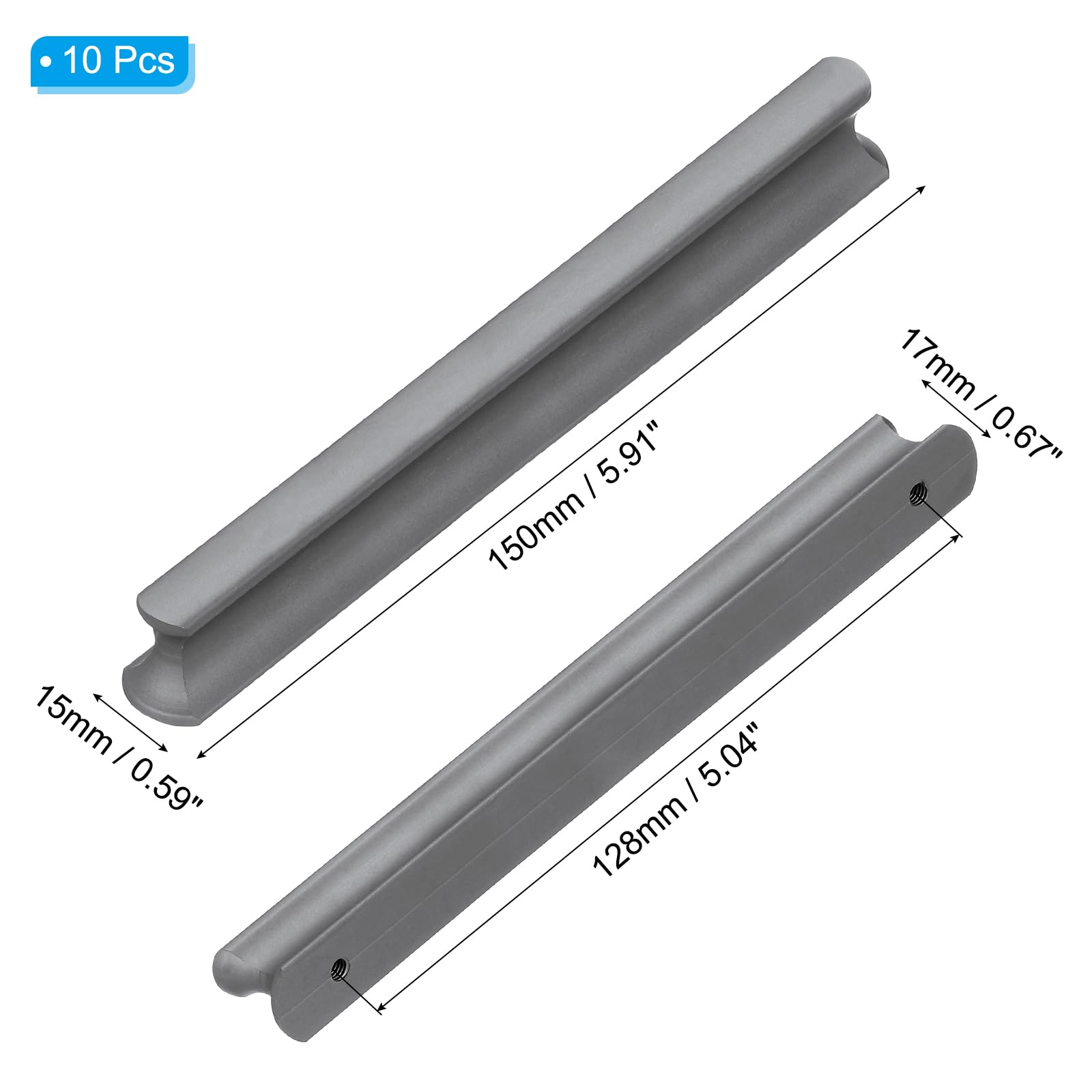 PATIKIL Door Handles 5.04 Inch (128mm) Hole Center, 10 Pack Brushed Pulls Kitchen Drawer Hardware for Cupboard Drawer Pulls Gray - Image 2
