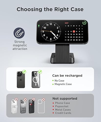 Miniatura 2 de Estación de carga magnética inalámbrica 3 en 1 para iPhone cargador portátil plegable para iPhone 17-12 Pro Max y Apple Watch y AirPods, para Apple