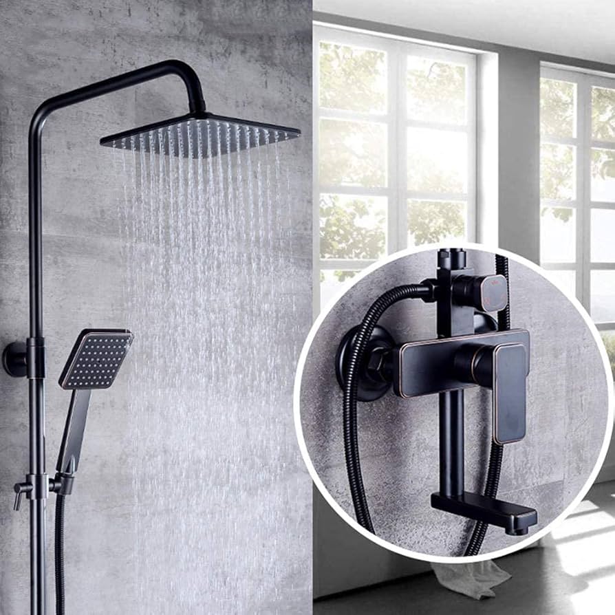 Amazon｜オーバーヘッドシャワー付きブラックシャワーキット