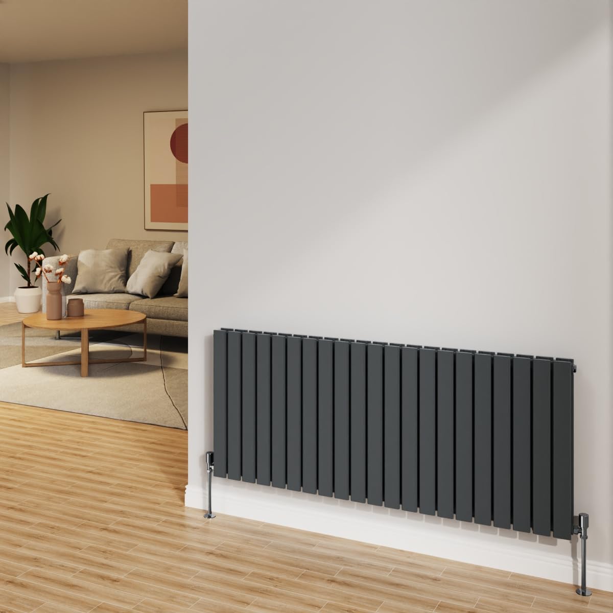 Nrg Anthracite 600X1428mm Radiator Horizontal Flat Panel Bathroom Designer Double Rad Central Heating