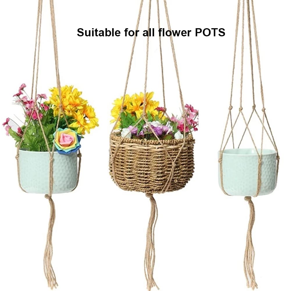Colgador De Plantas De Yute - 2 Piezas, Estilo Macramé Para Interior Y Exterior