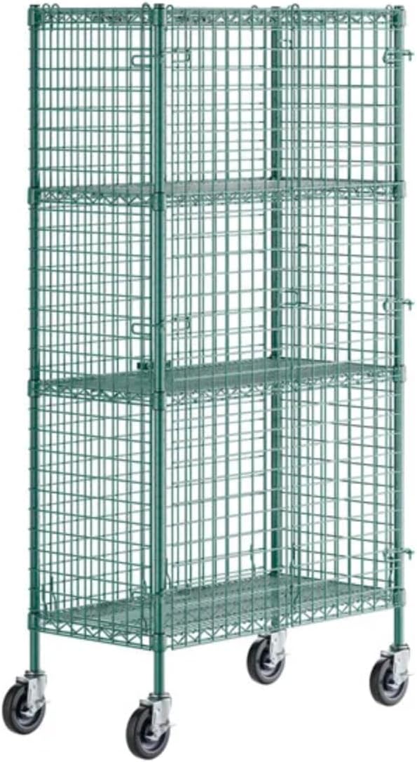Mobile Security Wire Cage Kit – Heavy Duty NSF Utility Storage Unit with Lockable Doors & Wheels – Commercial Grade Metal Wire Shelving, Multiple Sizes & Colors (Chrome, 24" x 60" x 70")