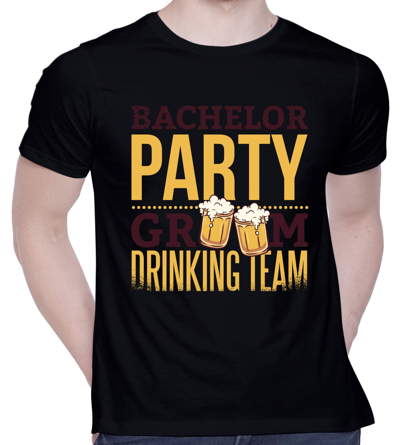 CreativiTGraphic Printed T-Shirt for Unisex Bachelor-Party-Groom-Drinking-Team Tshirt | Casual Half Sleeve Round Neck T-Shirt | 100% Cotton | D00506-33
