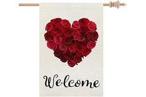 CROWNED BEAUTY Valentine's Day Heart Flag 28x40 Inch Vertical Double Sided Outside...