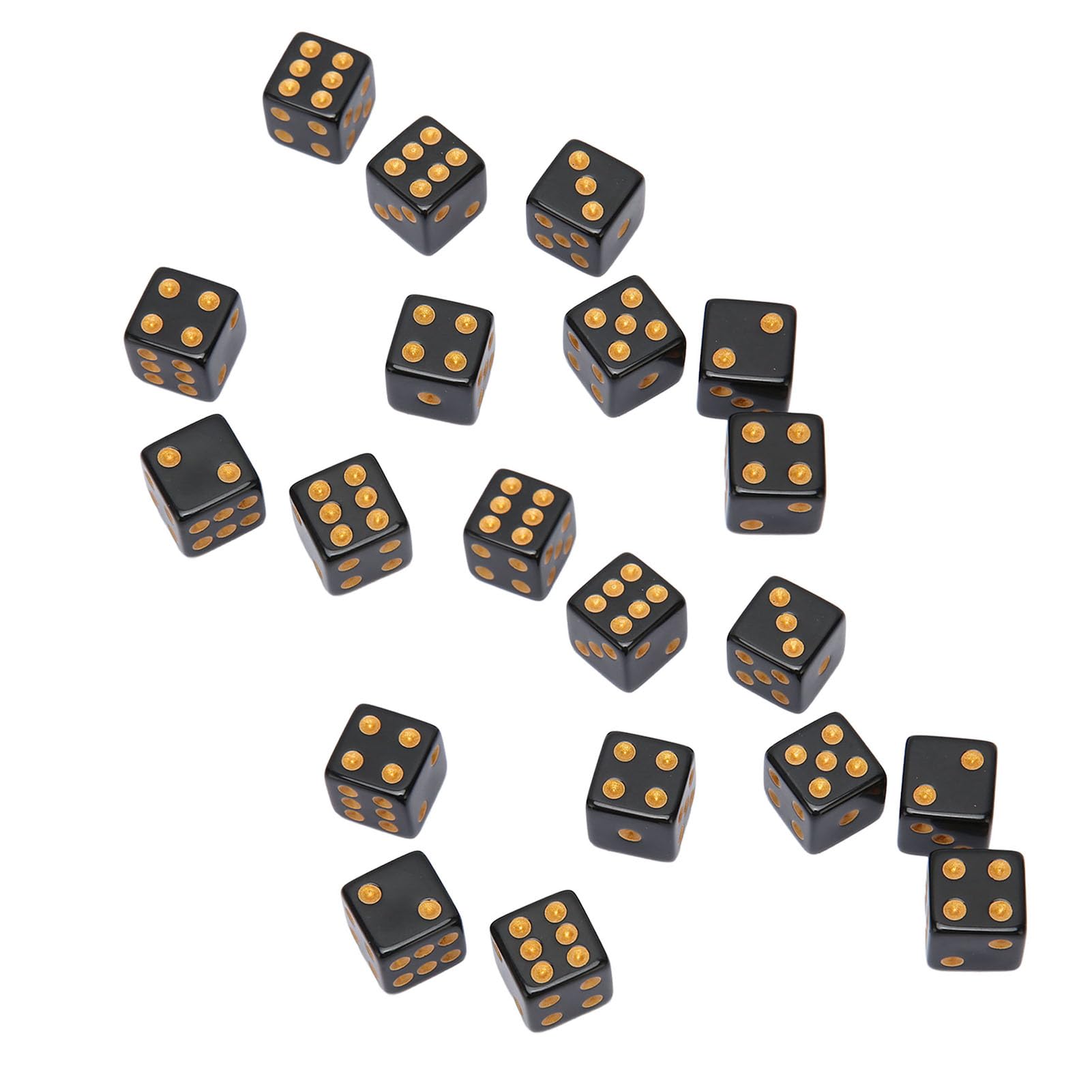 plplaaoo 20PCS Black Dice 6 Sided Plastic Dice Set for Board Games Math Teaching Parties Durable Lightweight Portable Tabletop Gaming Accessories (Straight Angle) - Image 4