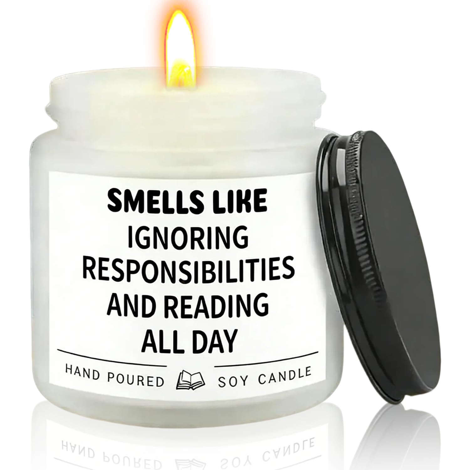 Reading Candle for Book Lover Gifts, Bookish Gifts for Readers, Lavender Scent Book Candle 3.5oz, Soy Wax Gift for Readers and Bookworms