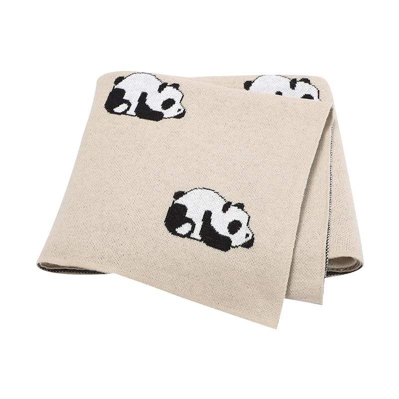 Lion Design Baby Blanket - 100% Cotton Knitted Swaddle 39x31 Inches Beige