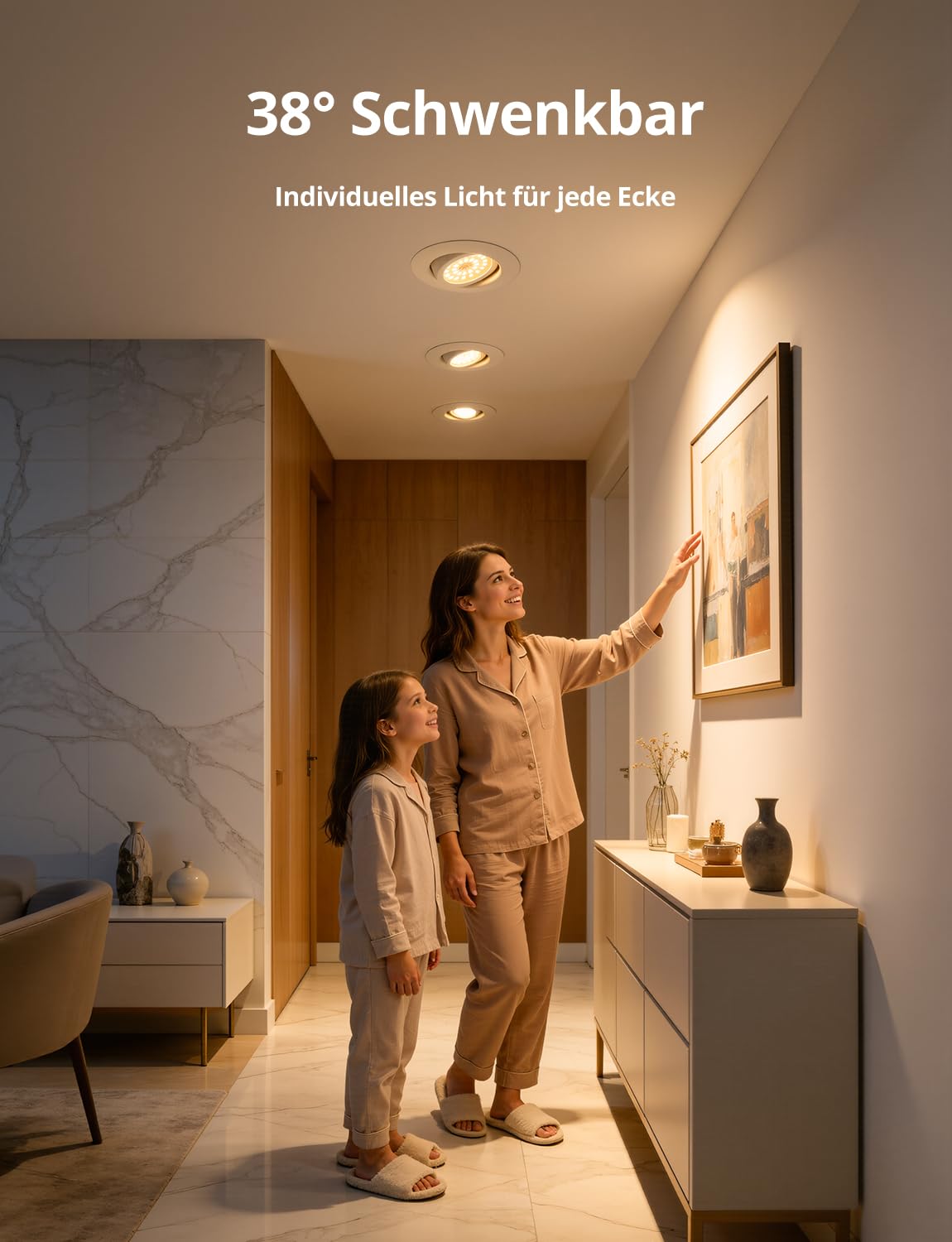 BOJIM Einbaustrahler LED Bad Küche Deckenspots Energieeffizienzklasse B | Spots 230V IP44 Schwenkbar, Weiß, 3000K Warmweiß, 68mm - 80mm Lochmaß, Flach, 4.7W, 10er Set