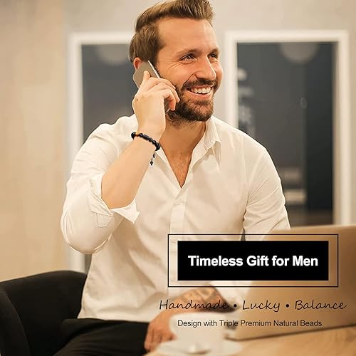 Miniatura 2 de Zodiac Bracelet for Men Women 10mm Natural Black Onyx Stone Star Sign Constellation Horoscope Bracelet Gifts (Libra)