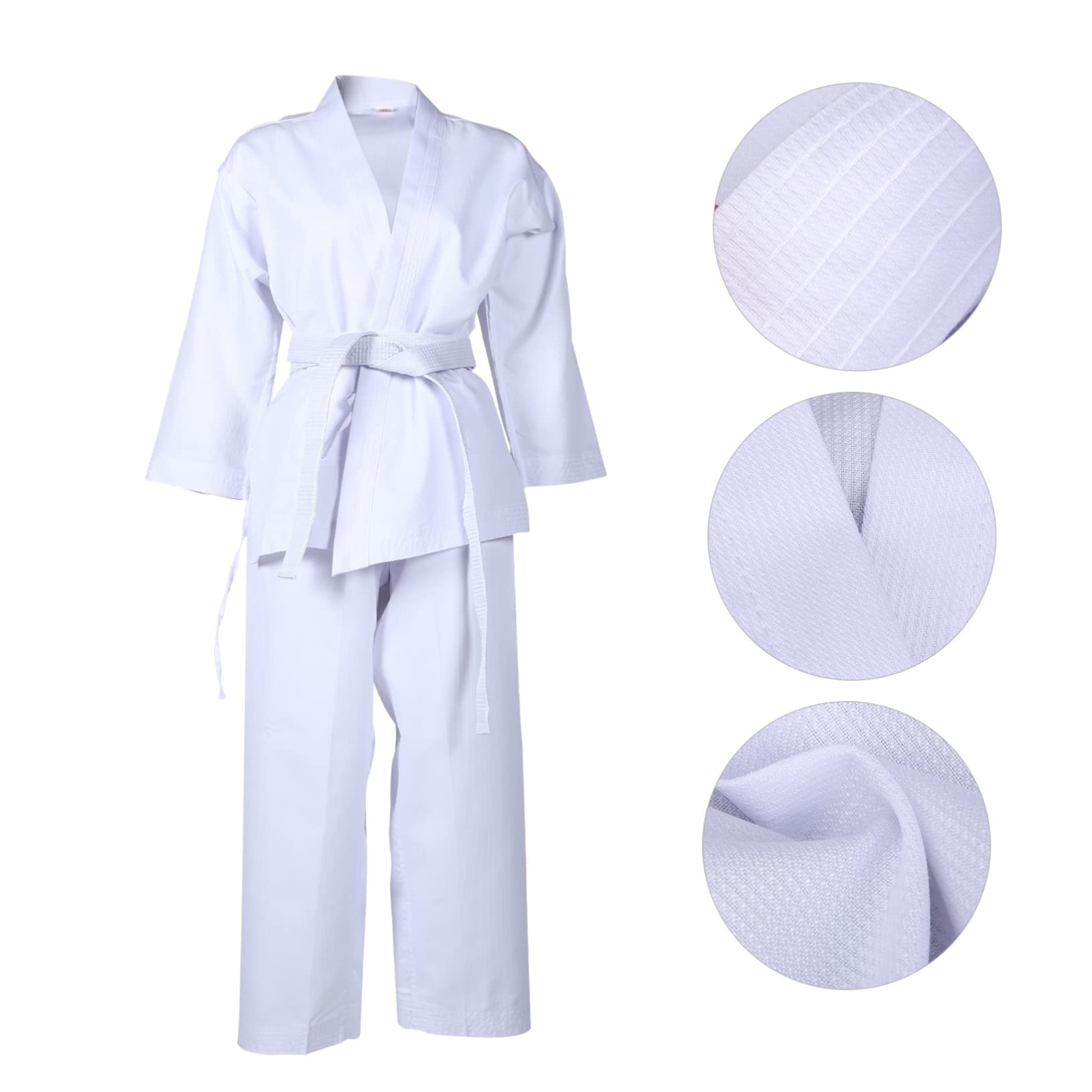 COLLBATH Uniforme de Entrenamiento de Karate para Adultos en Poliéster Blanco, Conjunto Práctico y Conveniente para Competencia y Entrenamiento