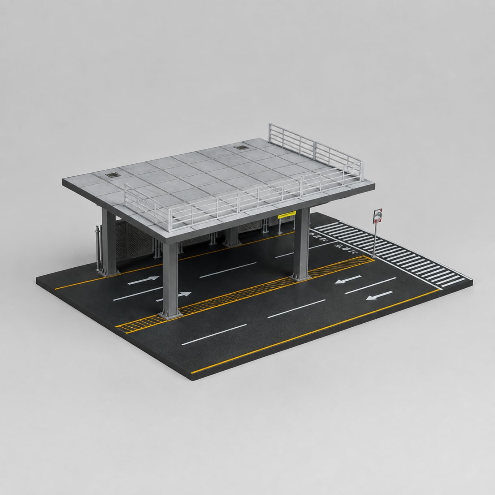 Modello in 1:64 di Parcheggio Piattaforma Realistico Diorama con Indicazione Stradale e Ringhiere di Miniatura Modellino, Stile C