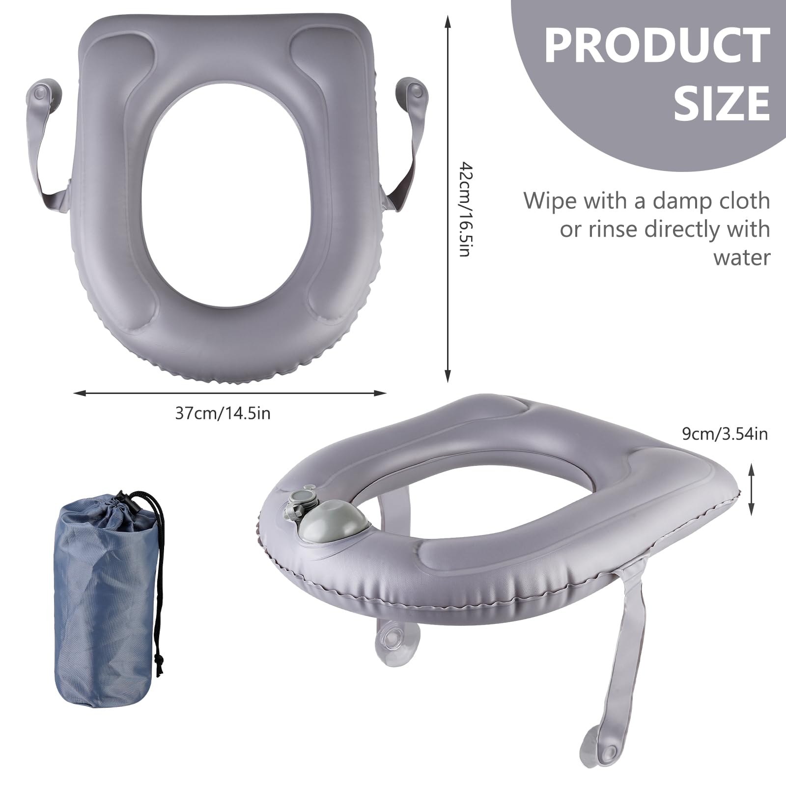 Cuscino gonfiabile per WC con ventosa, sedile WC, cuscino gonfiabile regolabile in altezza, per WC, per adulti, anziani, sollievo dal dolore al coccige