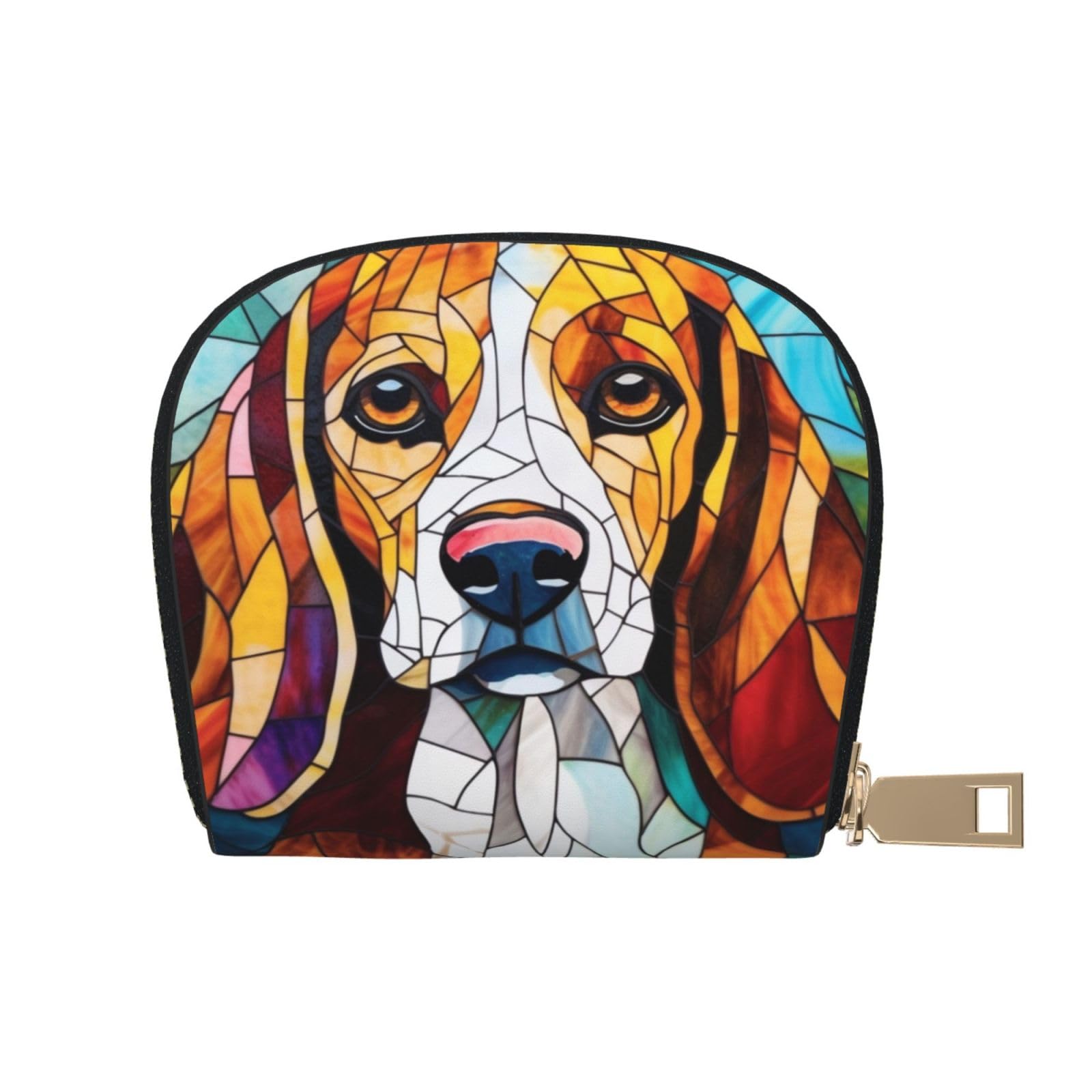 Dog Credit Card Holder Wallets For Women, Small Damn Funny Dog Print Card Case Wallet With Zipper, Pu Leather Card Holder Wallet For Ladies Girls Boys Kids (Beagle-CHC)