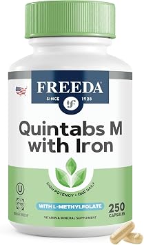 FREEDA Quintabs-M Multivitamin with Iron Kosher Supplement - 250 Count