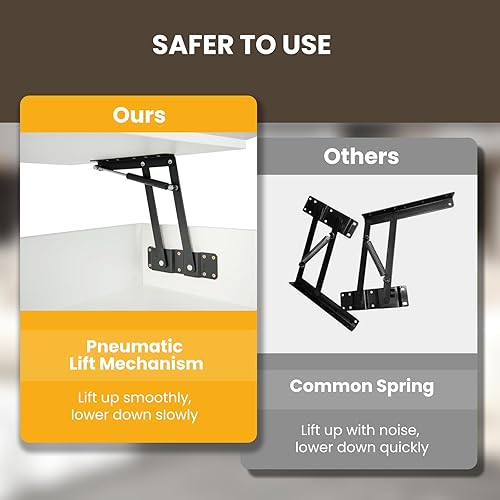 Miniatura 6 de Tangkula Mesa auxiliar blanca con parte superior elevable, mesa central de madera para sala de estar con compartimento de almacenamiento oculto,