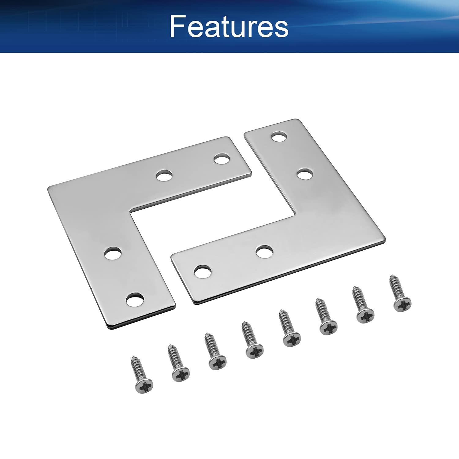 Yinpecly 4Pcs L-Shaped Right Angle Bracket 4.33" x 4.33" (L x W) Carbon Steel Flat Corner Braces Fasten for Bed, Dining-Table, Kitchen Cargo Support, Chairs Silver Tone