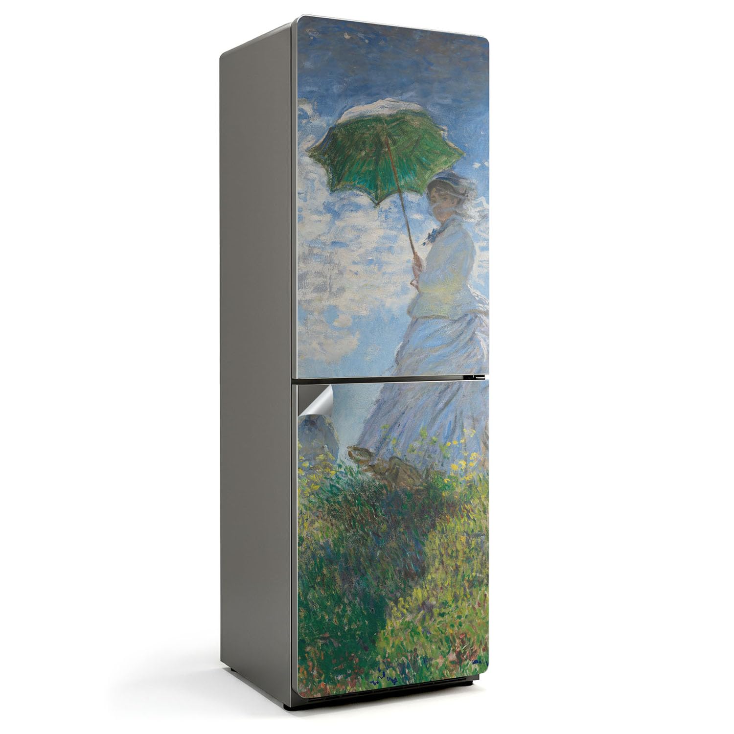 Stickers pour réfrigérateur cuisine 60x190 cm déco originale femme au parapluie