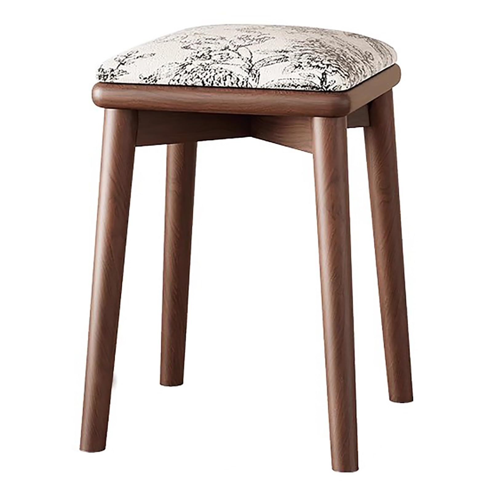 Esszimmerstuhl-Set aus Massivholz mit gepolsterter Katzenpfote aus Kunstleder, 45 cm Hochstühle im Landhausstil für Küche, Schlafzimmer, Schminktisch – Weiß