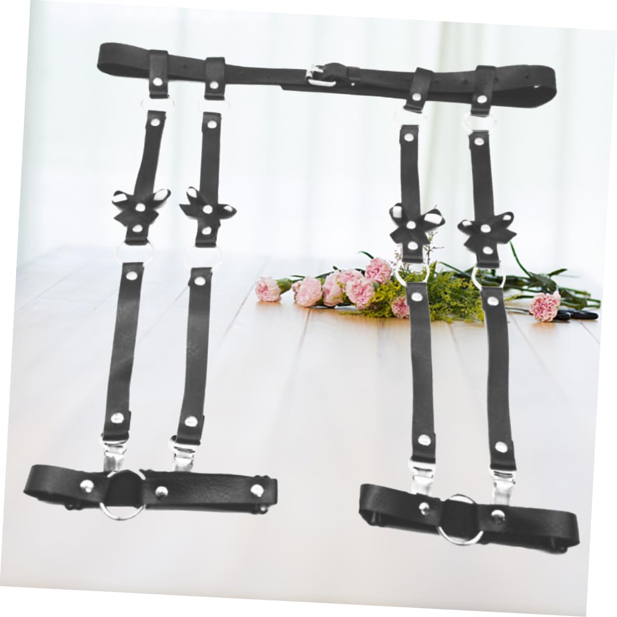 Garter Bow Suspender Set Leg Garter Belts with Straps Adjustable Waist for Plus Size Punk Decor for Show