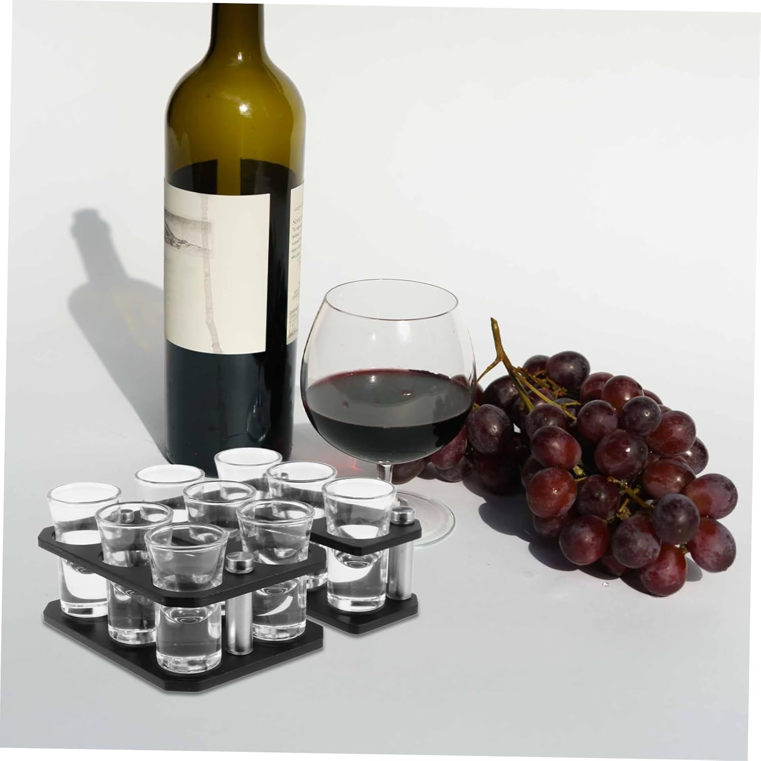 Bullet Cup Holder Set Shot Glass Server Tray for Bar Pub Party Club Drinking Frosted Finish