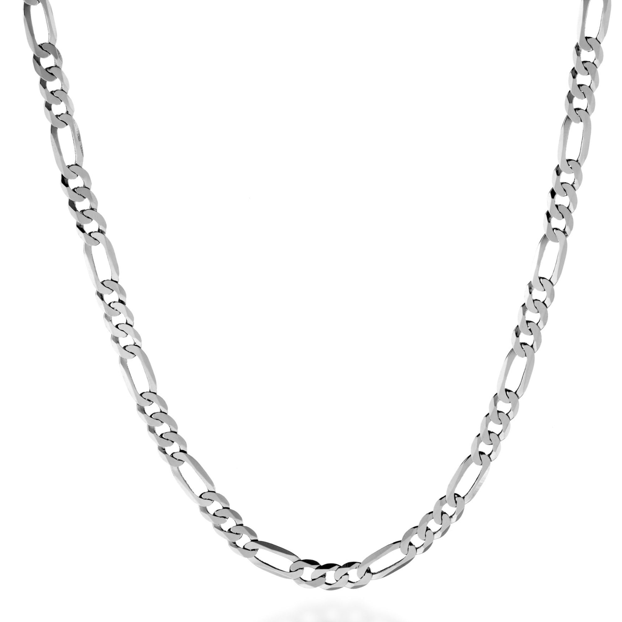 Figaro Sterling Silver Chain for Men, 5mm Italian Link Necklace, 16-30 Inch, 925 Sterling Silver Diamond-Cut, Cadena de Plata 925 para Hombre, Made in Italy, Gift Box Included