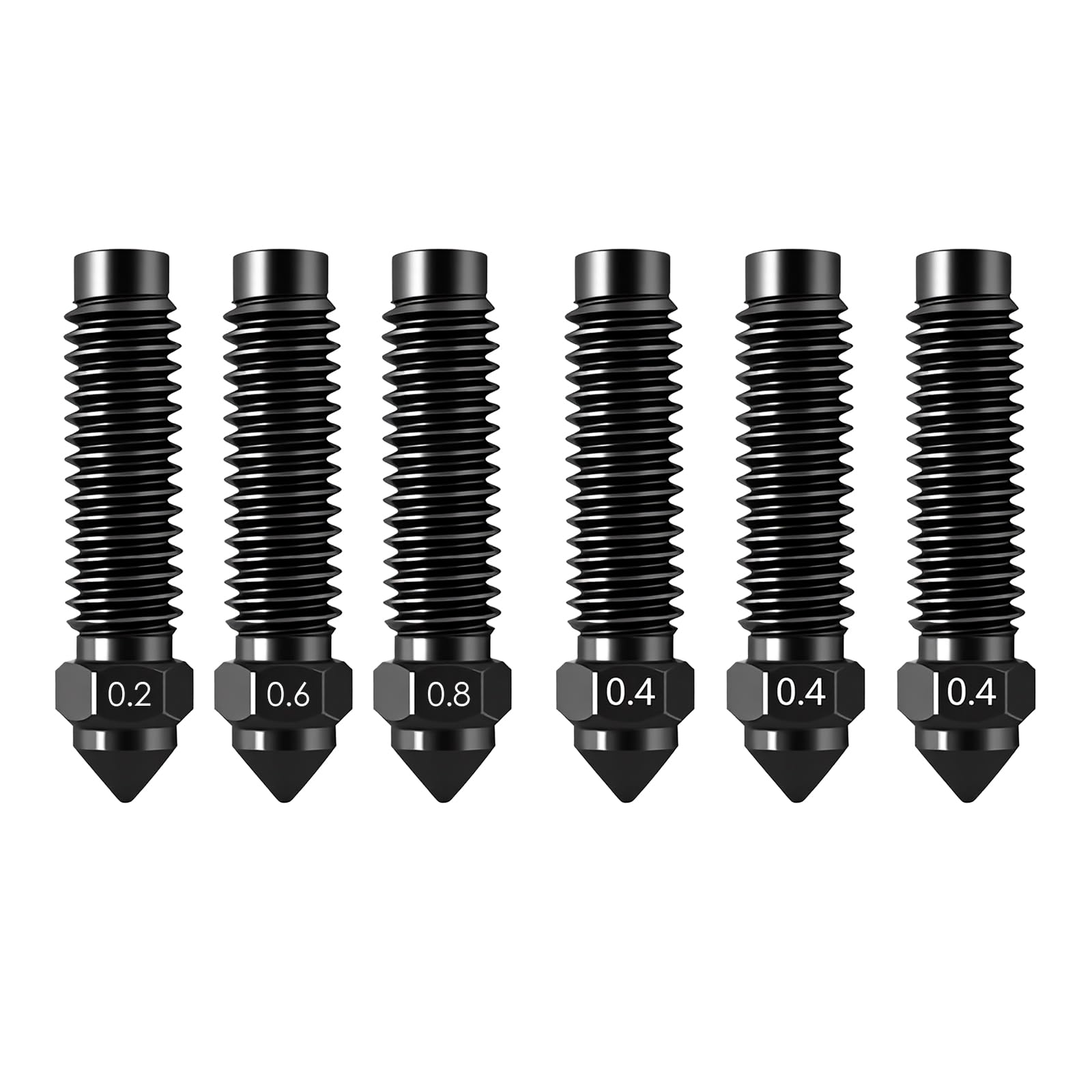 Nozzles Kit for Elegoo Centauri Carbon (0.2/0.4/0.6/0.8mm) 6-Pack Hardened Steel Nozzle Kit – Wear-Resistant & High-Temperature Resistant, 3D Printer Extruder Hotend Accessories-image-42