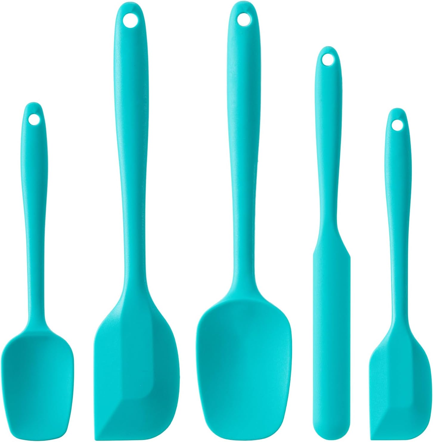 Silicone Spatula Set, 5 Piece Food Grade Rubber Spatulas for Baking, Cooking, and Mixing High Heat Resistant Non Stick Dishwasher Safe BPA-Free (GREEN)