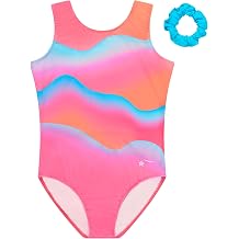 Destira Sunset Dream Gymnastics Leotard for Girls, Pink and Blue Waves