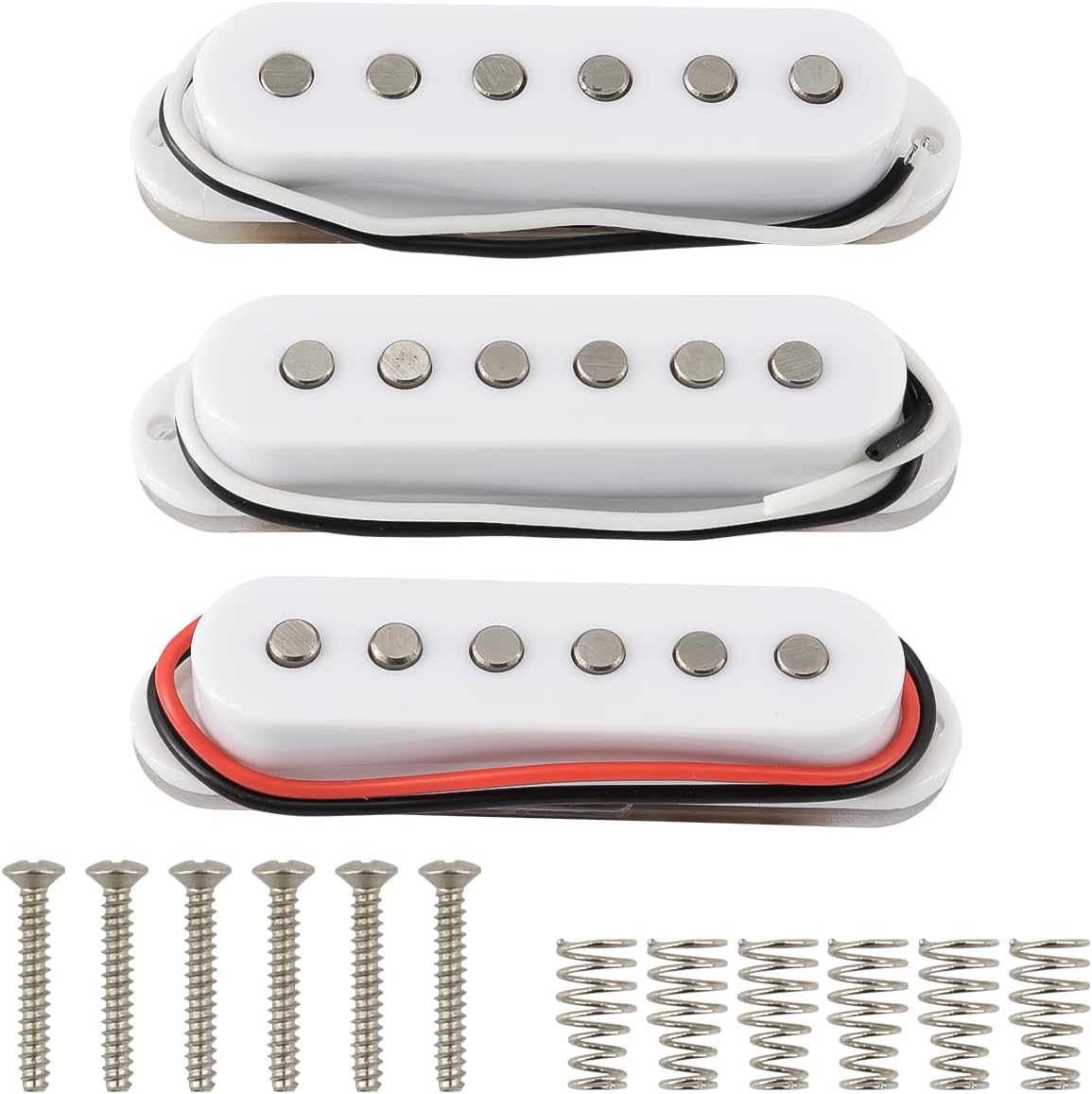 Alnico 5 Strat Pickup Single Coil Pickups Set SSS for Stratocaster Electric Guitar Replacement Part (White)