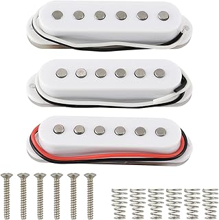 Alnico 5 Strat Pickup Single Coil Pickups Set SSS for Stratocaster Electric Guitar Replacement Part (White)